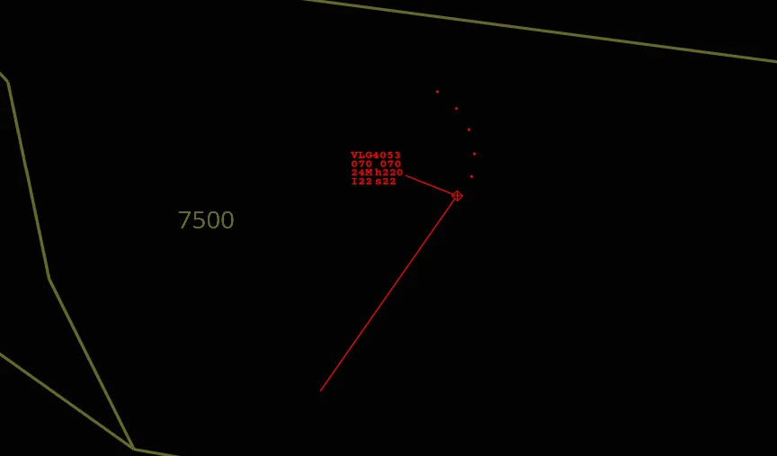 A minimum vectoring altitude warning on an aircraft.